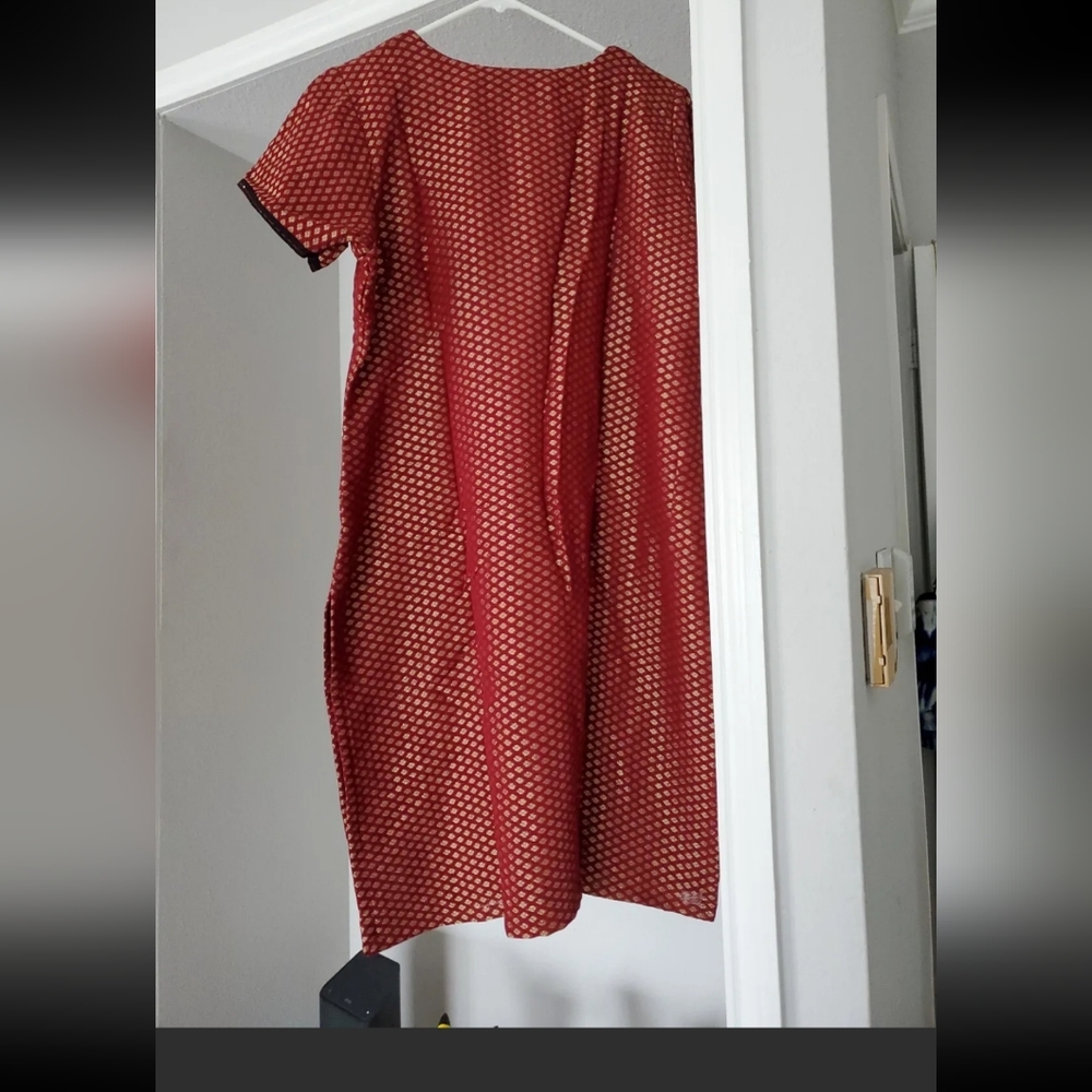 Bollywood Maroon Mermaid Shine Long Top and red Pants
